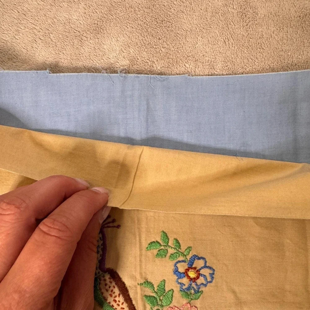 Vintage Peacock Embroidered Pillow‎ Cover Cottagecore Artsy Retro Decor 17x17